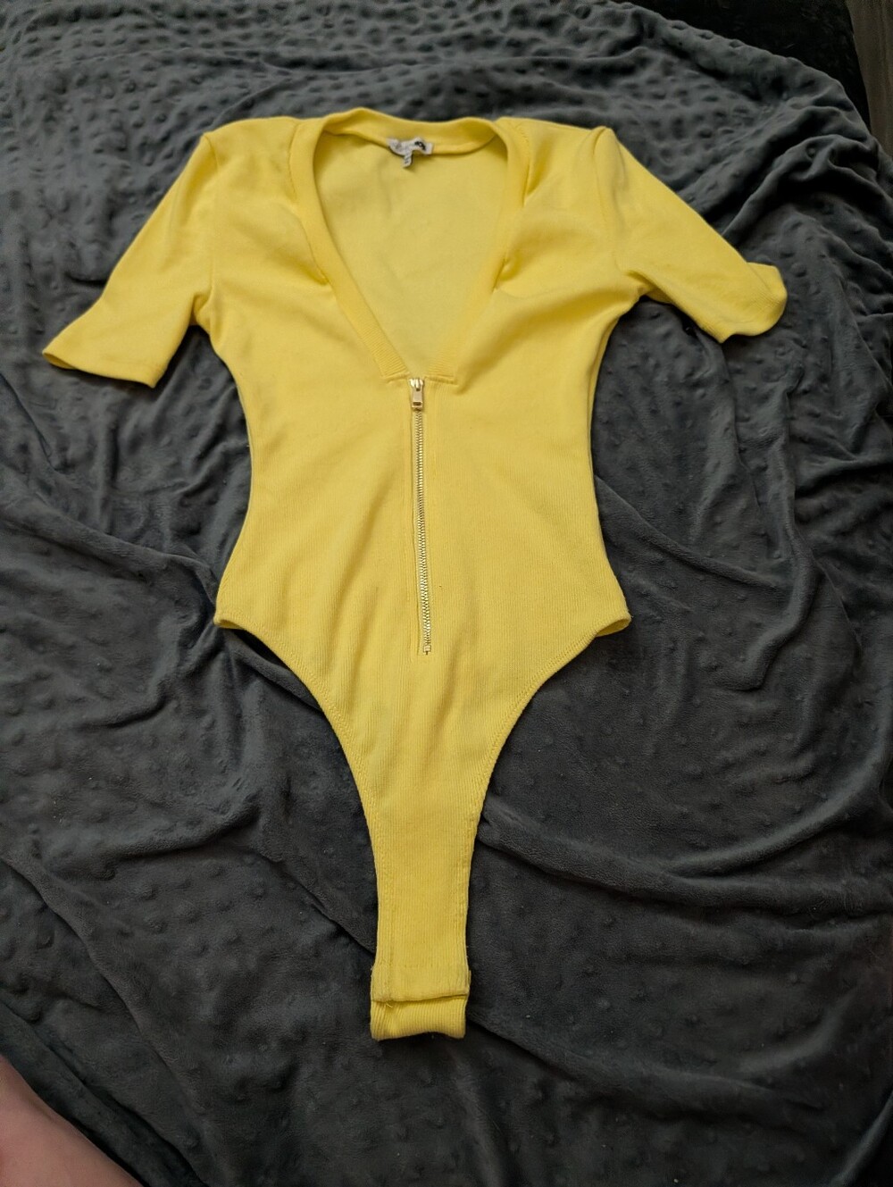 Fashion Nova Yellow Plunge Bodysuit Worn Once Perfect Condition Size Xs